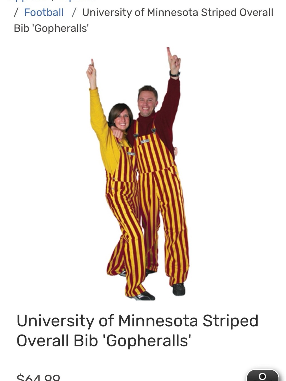University of Minnesota Game Bibs